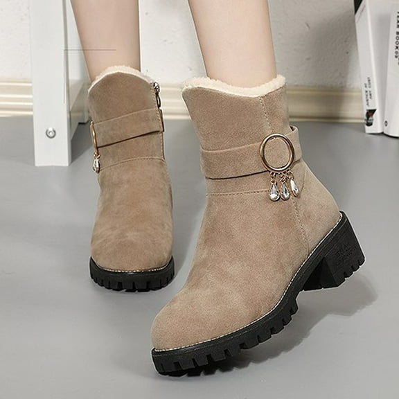 BEFOKA Boots for Women | Waterproof Winter Snow Boots | Warm Ankle Booties | Wide Width Hike Work Shoes Walking Booties Non-sliper Fuzzy -Lined | Warm Ankle Rain Boots