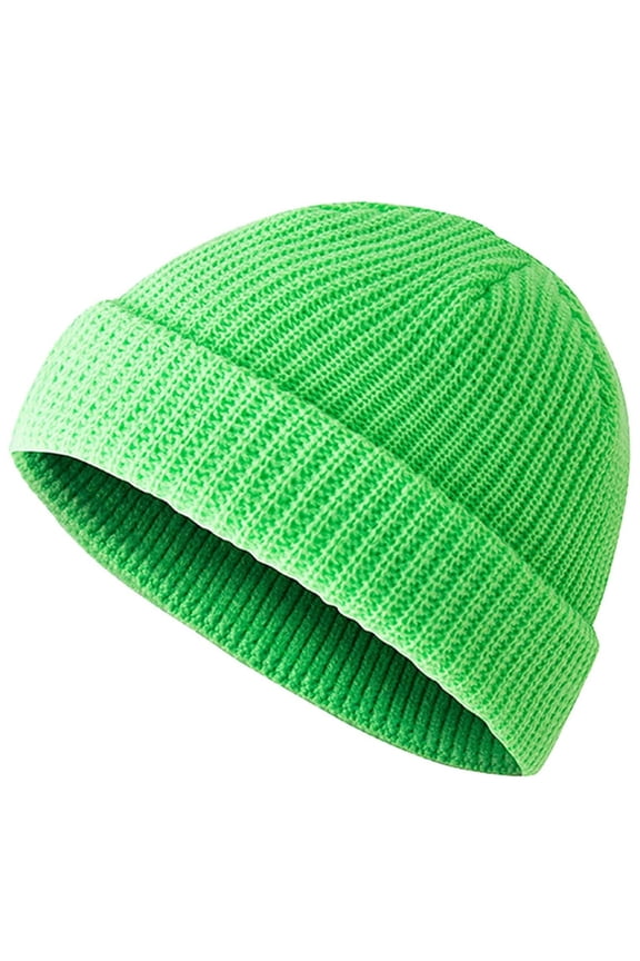 Chunky Short Fisherman Beanie Hats for Men Women Hat Trawler Slouchy Skull Cap Knit Cuffed Beanies Winter Warm Watch Cap Mens Thick Skater Streetwear Fishermans Beanie Daily Hat