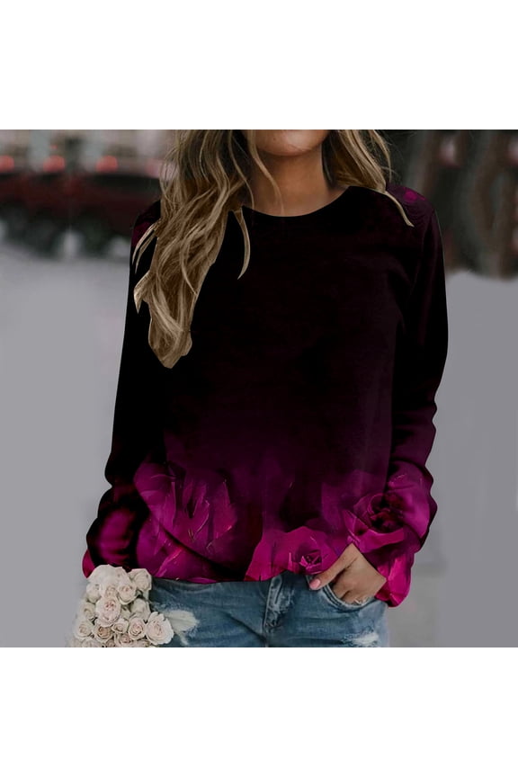 Graphic Shirts for Women Casual Tee Shirts 2025 Crew Neck Basic Tees Shirts Long Sleeve Pullover Tops for Women Trendy Sweatshirts Gift Tops Blouse Outfits S_XL