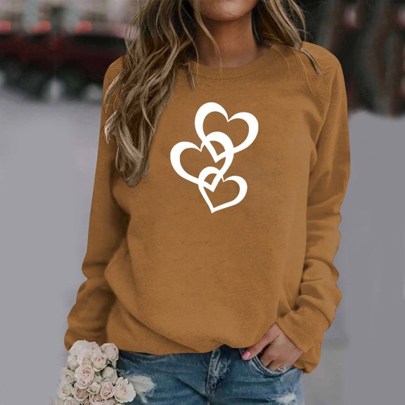 BEFOKA Graphic Shirts for Women Casual Tee Shirts 2025 Long Sleeve Crew Neck Basic Tees Shirts Pullover Tops for Women Trendy Sweatshirts Winter Fall Outfits Clothes Plus Size S_XXX