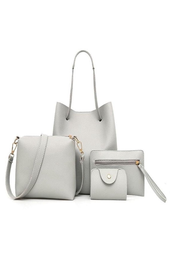 Handbags Set 4Pcs Women Pattern Leather Handbag+Crossbody Bag+Messenger Bag+Card Package