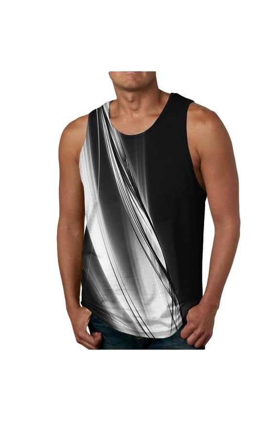 Hawaiian Mens Tank Tops Sleeveless Crew Neck Muscle Top Print Hiking Shirts Loose Fits Summer Beach Vacation Graphic Tee Shirts S