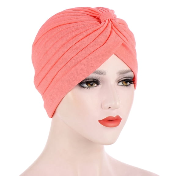 BEFOKA Headscarves for Women Pre Tied Solid Sliper On Caps Headwears Turban Headwrap Knot Pleated Chemo Headwears for Women