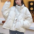 thumbnail image 1 of BEFOKA Jackets for Women Puffer Jacket Lightweight Quilted Padded Coat Stand-collar Winter Fleece Coat Winter Warm Puffy Jacket with Stand Collar Thermal Warm Outerwear Going Out Tops, 1 of 8
