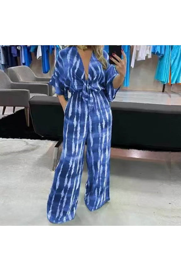 Jumpsuits For Women 2026 Formal Short Sleeve Loose Wide Leg Belted Pants One Piece Jumpsuits High Waist Baggy Overalls Date Night Beach Womens Summer Rompers S
