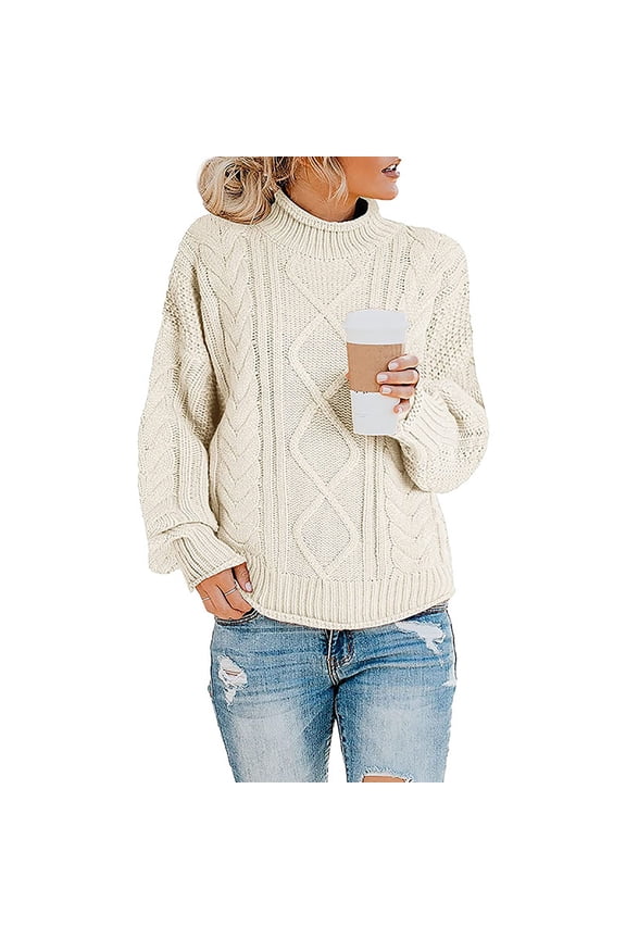 Knit Sweaters for Women Casual Ribbed Long Sleeve Hight Neck Shirts Oversized Pullover Tops Sweater Winter Shirts Going Out Tops Casual 2025 Outerwear