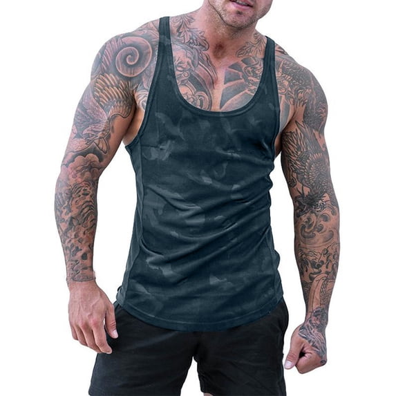 BEFOKA Men Hawaiian Tank Tops Print Sleeveless Crew Neck Muscle Top Relaxed Fits Training Sun Shirts Bodybuilding Fitness T Shirts XL