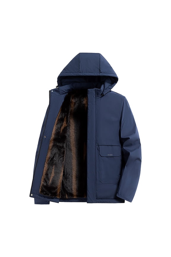 Men's Cold Weather Coats Quilted Jackets Sherpas Lined Cardigan with Hood Collar Zip Up Fleece Shirt Warm Winter Jackets for Men Long Sleeve Outerwear with Pockets