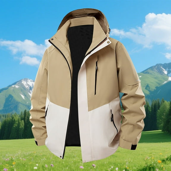 BEFOKA Men's Fall Jackets Waterproof Jacket Rain Coat with Hood for Men 2025 Cold Weather Coats Lightweight Hiking Rocks Climbing Jacket Sports Jackets Outerwear Oversized M_5X