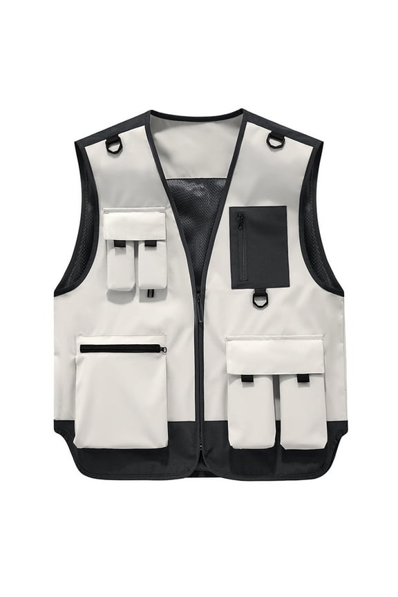 Men's Fishing Vest Casual Utility Travel Safari Cargo Outdoor Work Photo Fly Vest Jacket with Multi Pockets M