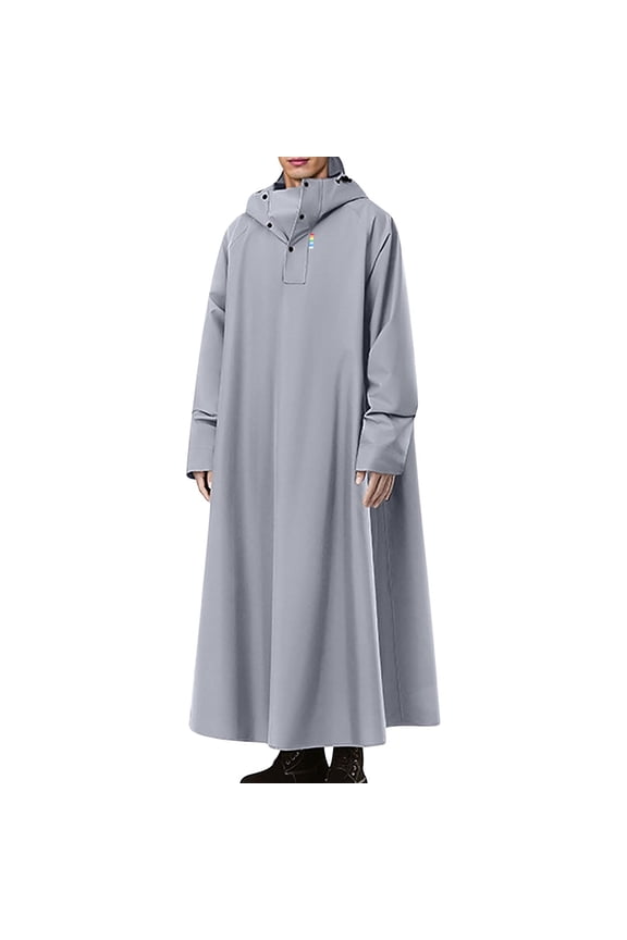 Mens Long Safety Rain Coats Waterproof Packable Rain Jacket with Hood