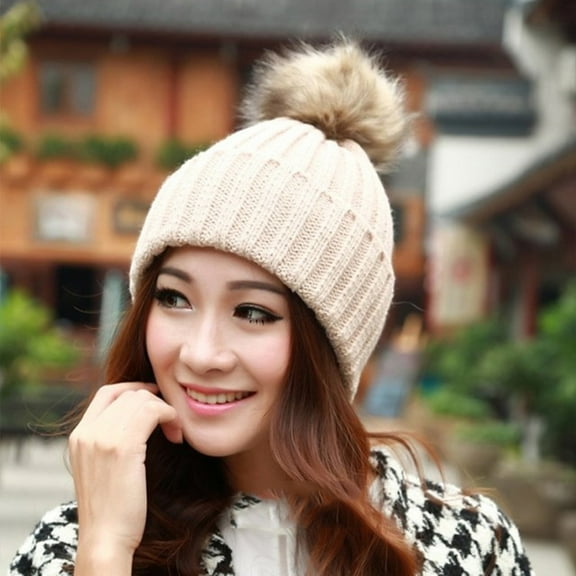BEFOKA Mens Winter Knitted Beanie Hat with Faux Fuzzy Pom Warm Knit Skull Cap Beanie for Women