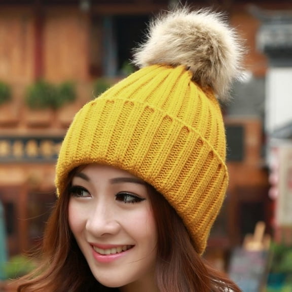 BEFOKA Mens Winter Knitted Beanie Hat with Faux Fuzzy Pom Warm Knit Skull Cap Beanie for Women