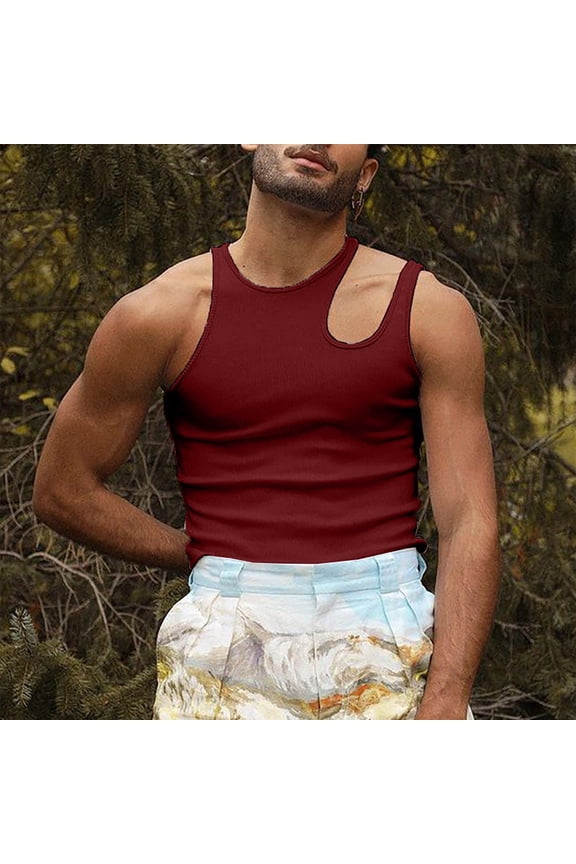 Muscle Hawaiian Tank Tops For Men Sleeveless Crew Neck Muscle Top Cutout Big And Tall Dress Shirts Big And Tall Sport Tanks Summer T Shirt L