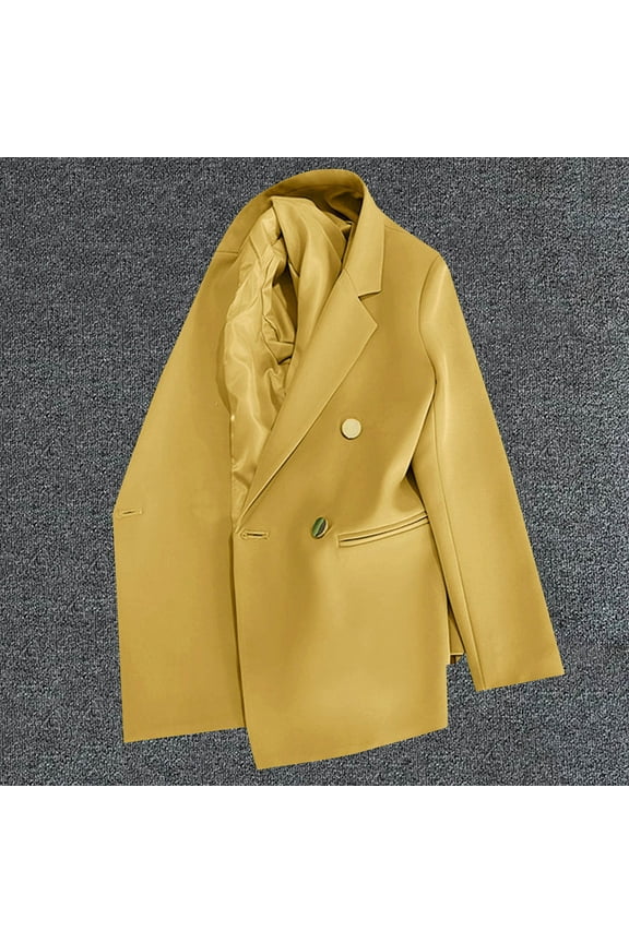 Plus Size Dressy Blazers for Women Solid Color Spring Jackets 2025 Long Sleeve Lapel Dressy Tops for Women Business Blouses Button Outfits Office Work Suit Casual Blazer S-3X