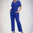 thumbnail image 1 of BEFOKA Scrub Tops and Pant for Women Short Sleeve V Neck Men Nursing Uniforms Working Nurse Unifrom with Pockets 2PC, 1 of 6