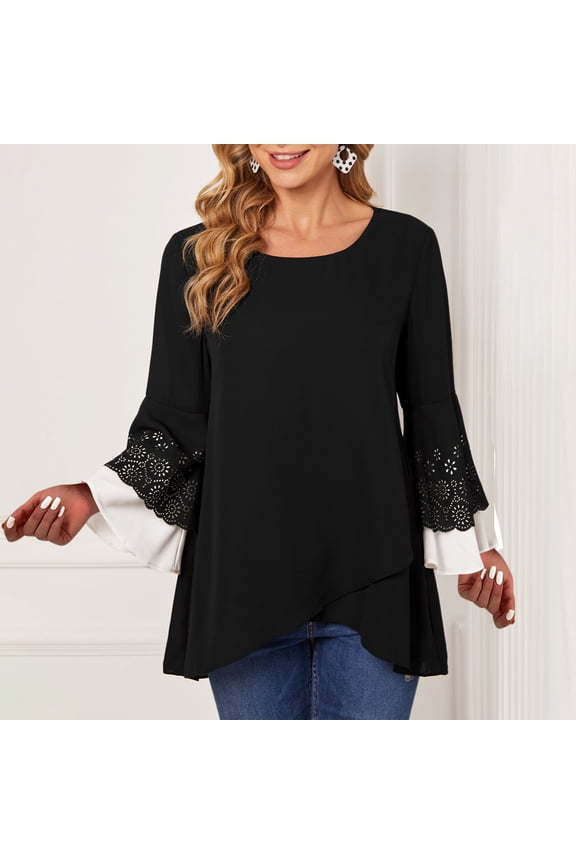 Shirts for Women Casual Tee Shirts 2025 Long Sleeve Crew Neck Basic Tees Shirts Pullover Tops for Women Trendy Print Sweatshirts Winter Fall Outfits Clothes Plus Size S_XXXXXL