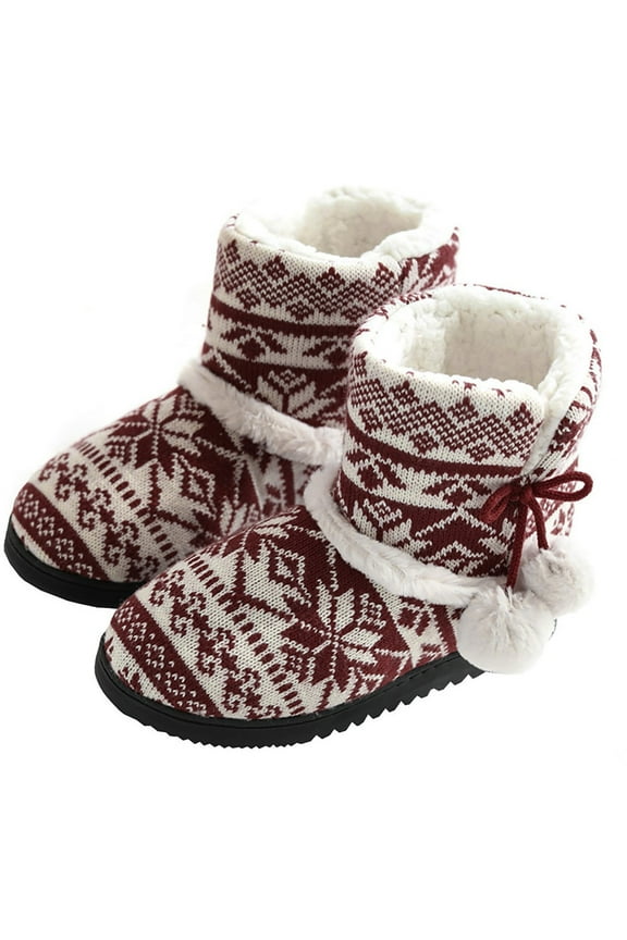 Snow Boots for Women ,Bootie Slippers, Warm Cozy Suede Slipper Boots with Fuzzy Plushes Lining and Collar, Winter Non Sliper House Shoes for Indoor Outdoor