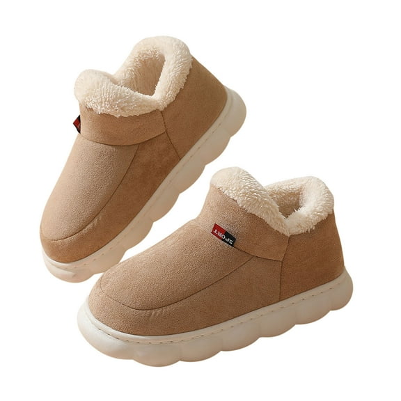 BEFOKA Snow Boots for Women ,Bootie Slippers, Warm Cozy Suede Slipper Boots with Fuzzy Plushes Lining and Collar, Winter Non Sliper House Shoes for Indoor Outdoor
