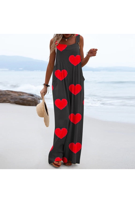 Summer Jumpsuits For Women Flower Wide Leg Pants One Piece Jumpsuits Baggy Overalls Date Night Vacation Womens Rompers For Summer L