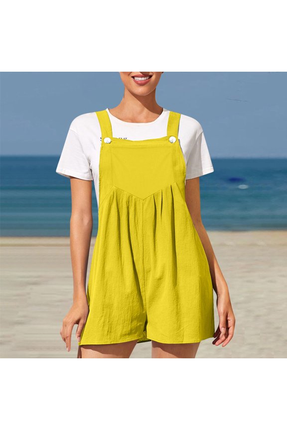 Summer Shorts Jumpsuits For Women 2026 Sleeveless Adjustable Spaghetti Strap Loose Wide Leg One Piece Jumpsuits Baggy Overalls Going Out Beach Summer Rompers L