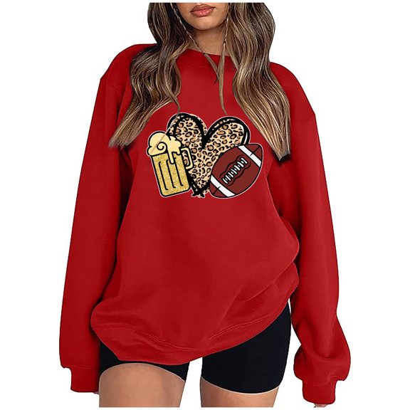 BEFOKA Sweatshirt for Women Blouse T-Shirts Baseball Print Crew Neck Long Sleeve Going Out Top Womens Loose Tops 2025 Lightweight Loose Shirts Fashion Soft Pullover