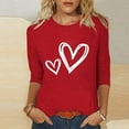 thumbnail image 1 of BEFOKA T Shirts For Women 3/4 Long Sleeve Valentine'S Day Crewneck Sweatshirt Love Heart Printed Blouses Dressy Tops For Women Pullover Sweatshirts Graphic Tops & T-Shirtsvacation Tees Tops, 1 of 5