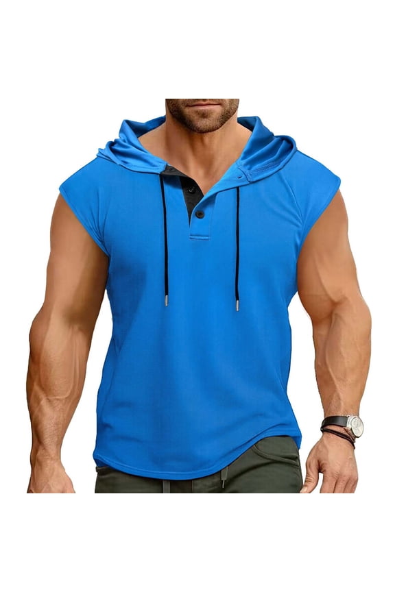 Tank Tops For Men Hoodie Workout Sun Shirts Sleeveless Button Relaxed Fits Cooling Beach Tee Shirt