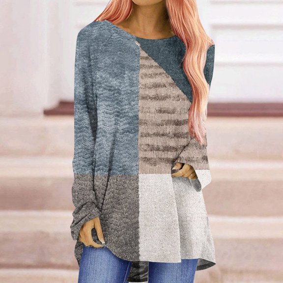 BEFOKA Tops for Women Casual Long Sleeve Graphic Ladies Tops 2025 Loose Fits Letters Print Blouse Crew Neck Fall Going Out Top Soft Pullover Basic Tops