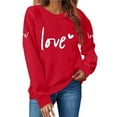 thumbnail image 1 of BEFOKA Valentine'S Day Crew Neck Sweatshirts Love Heart Printed Womens Blouses Basic Tops Pullover Sweatshirts Spring Fall Graphic T-Shirt Holiday Going Out Tee Tops, 1 of 5