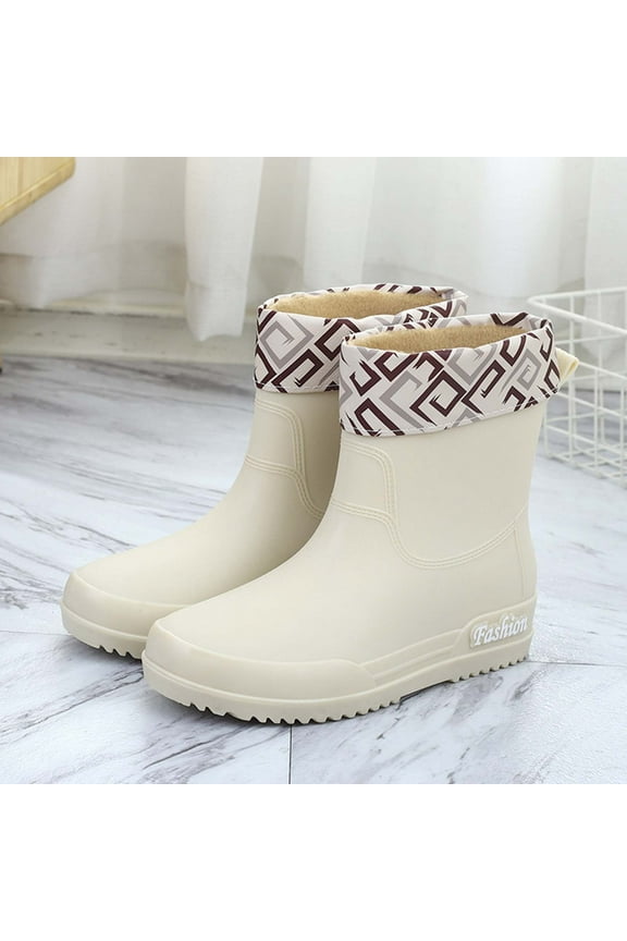 Water Shoes Womens Mid Calf Rain Boots Waterproof Outdoor Ladies Rain Boots Garden Boots Rain Wellies Womens Rain Boots Beach Outdoor Shoes Fishing Boot Outdoor Work Shoes for Boating