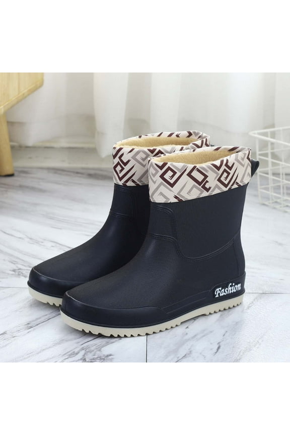 Water Shoes Womens Mid Calf Rain Boots Waterproof Outdoor Ladies Rain Boots Garden Boots Rain Wellies Womens Rain Boots Beach Outdoor Shoes Fishing Boot Outdoor Work Shoes for Boating