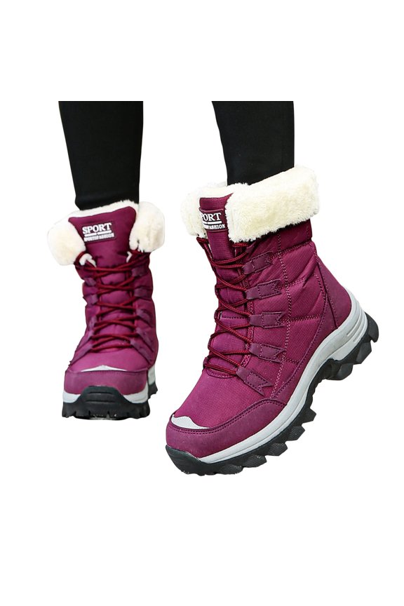 Winter Boots for Women Snow Boots Warm - Low Heel Booties Ankle Fuzzy Lined Mid Booties omfortable Outdoor Winter Shoes
