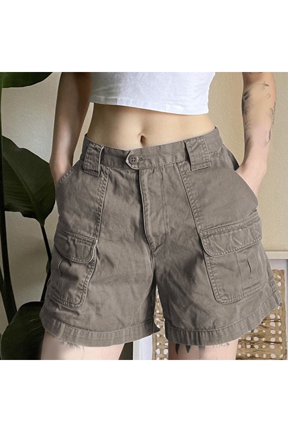 Women Jean Cargo Shorts Elastic Hight Rise Shorts Lightweight Jean Shorts with Pocket Summer Jorts Shorts Women Street Style Hot Short Pants Gray S