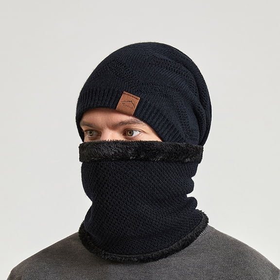 BEFOKA Women One Pieces Slouchy Fleece Beanie Hats Scarf Mask Warm Winter Knitted Hat Thick Skull Ski Cap ,Ski Mask,Windproof Hooded Scarf Cold Weather Hat Neck Warmer Face Cover Hat Cap Scarf