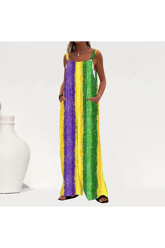 Women'S Jumpsuits Carnival Sleeveless 2026 Wide Leg Pant One Piece Jumpsuits Baggy Overalls Crewneck Date Night Beach Womens Summer Rompers XXL