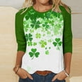thumbnail image 1 of BEFOKA Women'S Shirts 3/4 Long Sleeve St Patricks Day Crewneck Sweatshirt Irish Shamrock Printed Pullover Sweatshirt Tops For Women Trendy Blouses Green Graphic Tshirts Holiday Outfits Tee Tops, 1 of 7