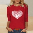 thumbnail image 1 of BEFOKA Women'S T-Shirts 3/4 Long Sleeve Valentine'S Day Crewneck Sweatshirt Love Heart Printed Ladies Blouses Basic Tops Pullover Sweatshirts Graphic Plus Size Heart Shirt Outside Top Blouse, 1 of 5