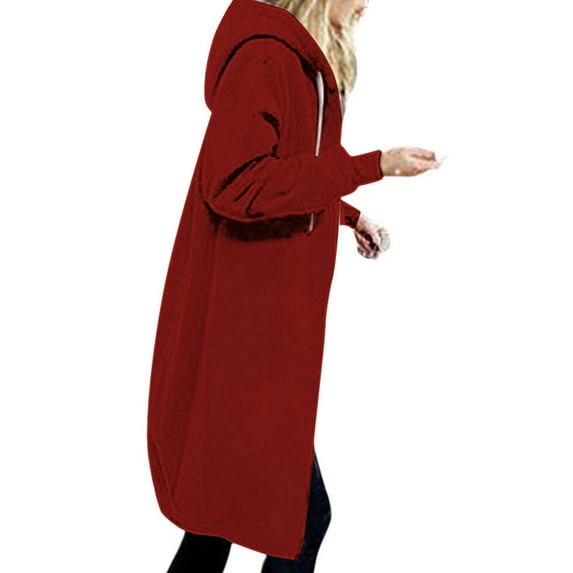 BEFOKA Women Winter Coat Warm Zipper Long Jackets Hoodie Coat Female Retroes Coat Long Shirt Winter Outwear 025 Boyfriends Shirt Jacket Lightweight Cardigan Tops Plus Size S_5X