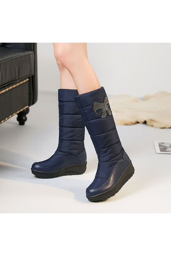 Women's Knee High Boots Flat Low Heel Stretchy Round Toe Women Low Heel Round Toe Tall Boot for Women Long Boots
