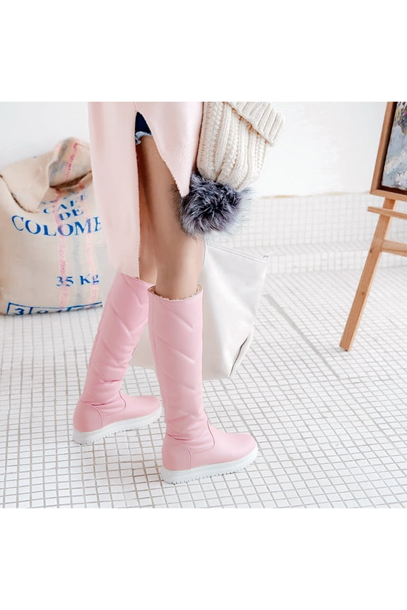 Women's Knee High Boots Flat Low Heel Stretchy Round Toe Women Low Heel Round Toe Tall Boot for Women Long Boots