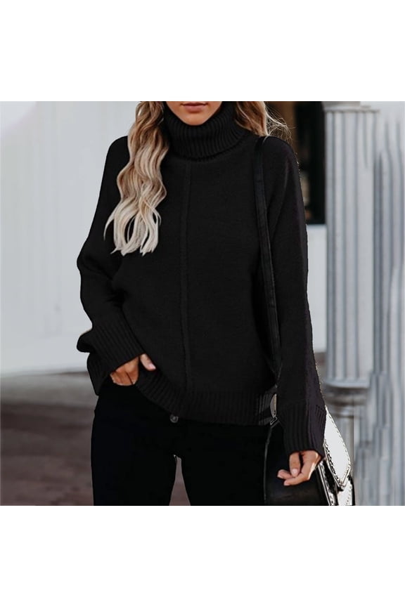 Women's Knit Sweaters for Women Casual Long Sleeve Hight Neck Shirts Pullover Sweater Winter Shirts Tops 2025 Outerwear Fashion Clothes