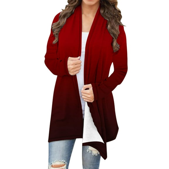 BEFOKA Women's Lightweight Longer Length Open-Front Long-Sleeve Cardigan Sweater Gradient Oversized Cardigans Soft Summer Long Flowy Kimonoes Cardigans Beach Cover Up Tops Long Flowy Going Out top