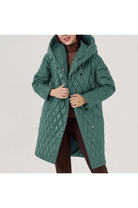 Women's Long Puffer Jacket with Hood Baggy Down Coats Long Winter Warm Travel Puffer Jackets Thickened Winter Coat with Pockets Outwear Going Out Top