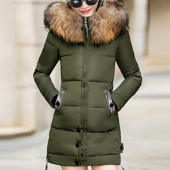 BEFOKA Women's Long Puffer Jacket with Hood Baggy Down Coats Long Winter Warm Travel Puffer Jackets Thickened Winter Coat with Pockets Outwear Going Out Top