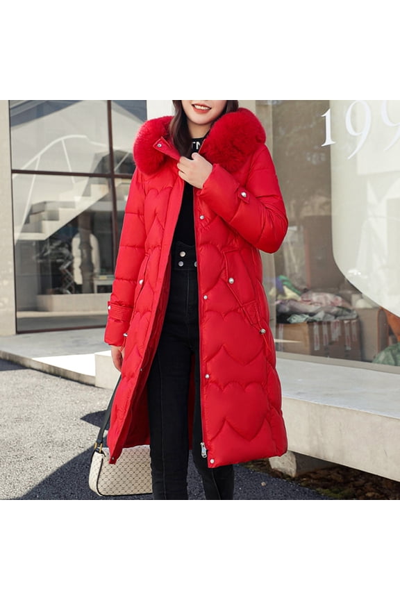 Women's Long Puffer Jacket with Hood Baggy Down Coats Long Winter Warm Travel Puffer Jackets Thickened Winter Coat with Pockets Outwear Going Out Top