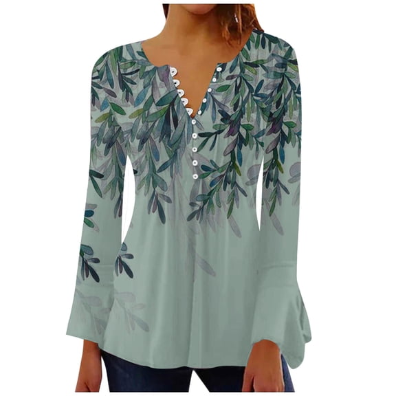 BEFOKA Women's Long Sleeve Tunic Tops for Leggings Floral Print Casual Flare Swings Blouse T Shirts Crewneck Fall 2025 Lightweight Loose Shirts Fashion Going Out Top Fitted Clothing