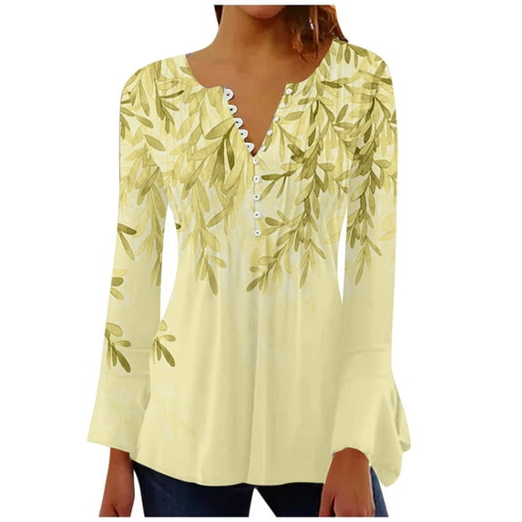 BEFOKA Women's Long Sleeve Tunic Tops for Leggings Floral Print Casual Flare Swings Blouse T Shirts Crewneck Fall 2025 Lightweight Loose Shirts Fashion Going Out Top Fitted Clothing