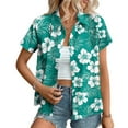 thumbnail image 1 of BEFOKA Women's Plus Size Tropical Shirts: Short Sleeve Hawaiian Blouses with Floral Graphics, V-Neck & Buttons – Lightweight Tops for Spring and Summer Outings S_XXXXXL, 1 of 6