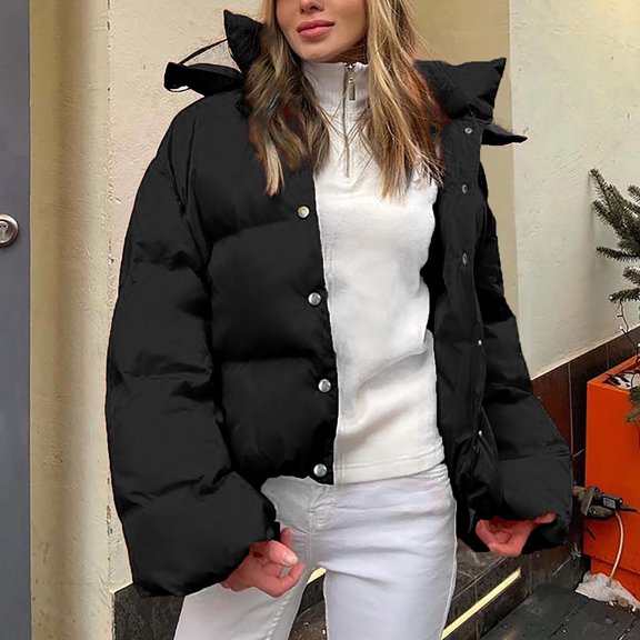 BEFOKA Women's Puffer Jacket 2025 Sweatshirt Long Sleeve Loose Fits Trendy Casual Jacket Thickened Winter Coat Quilted Jackets for women Winter Outwear